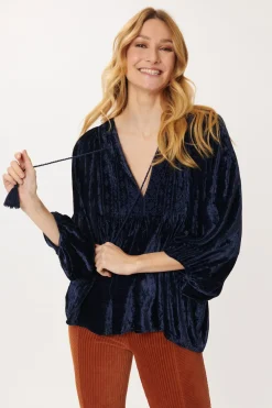Sale Blouse en Velours Brodée MADELEINE Les Blouses, Chemisiers & Tops