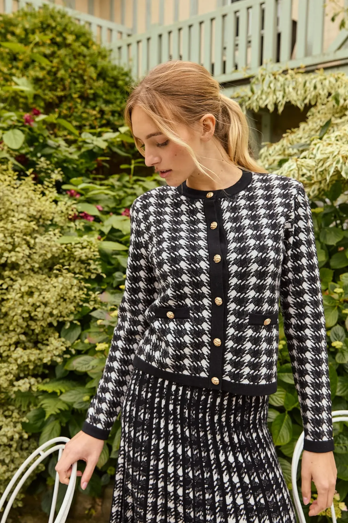 Best Sale Cardigan bicolore en maille avec motif imprimé DAISY Les Gilets, Cardigans & Pulls