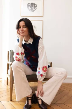 Shop Chemise brodée manches bouffantes HEIDELBERG Les Blouses, Chemisiers & Tops