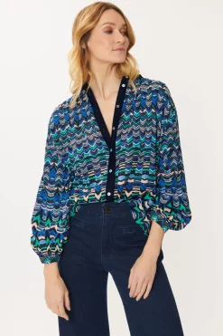 Cheap Chemise imprimée en velours multicolore BARTH Les Blouses, Chemisiers & Tops