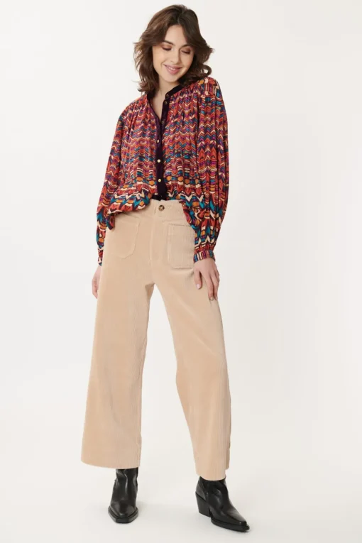 Cheap Chemise imprimée en velours multicolore BARTH Les Blouses, Chemisiers & Tops