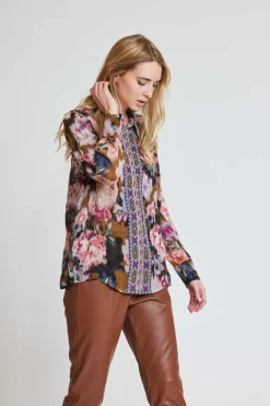 Discount Chemise imprimée et broderies JOLIE Les Blouses, Chemisiers & Tops