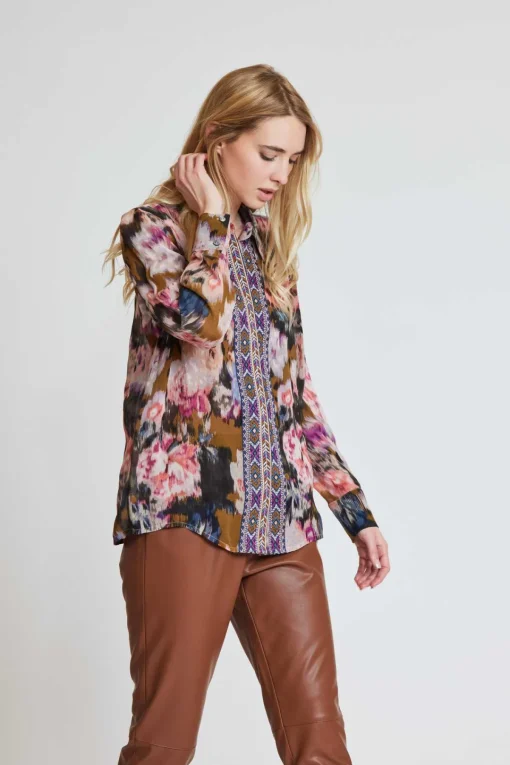 Discount Chemise imprimée et broderies JOLIE Les Blouses, Chemisiers & Tops