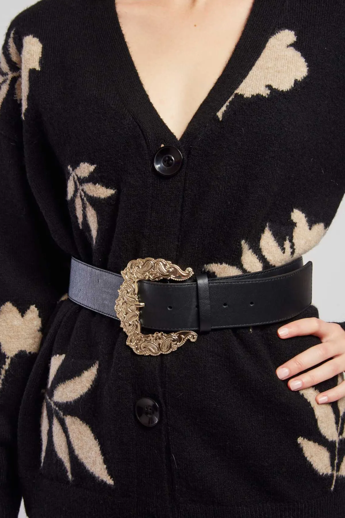 Outlet Gilet en maille bicolore avec motif feuillage DANITZA La Maille|Les Gilets, Cardigans & Pulls