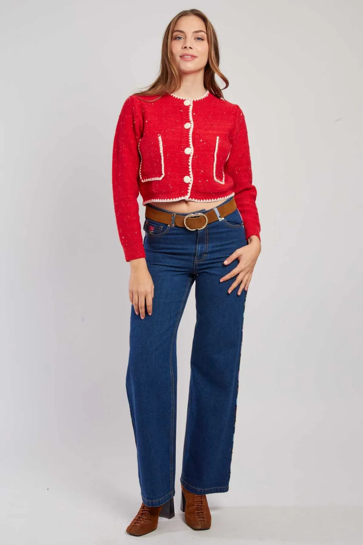 Best Gilet en maille bicolore brodé avec poches DALABA La Maille|Les Gilets, Cardigans & Pulls