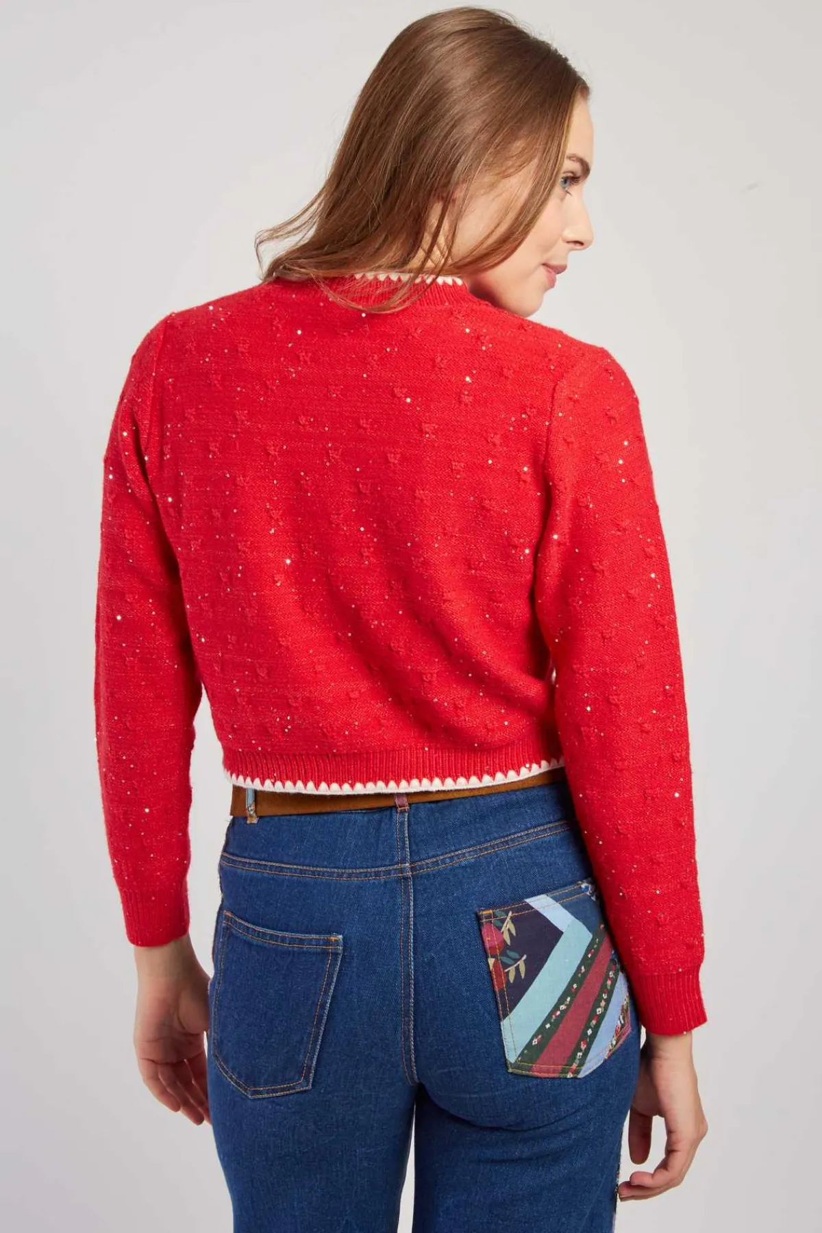 Best Gilet en maille bicolore brodé avec poches DALABA La Maille|Les Gilets, Cardigans & Pulls