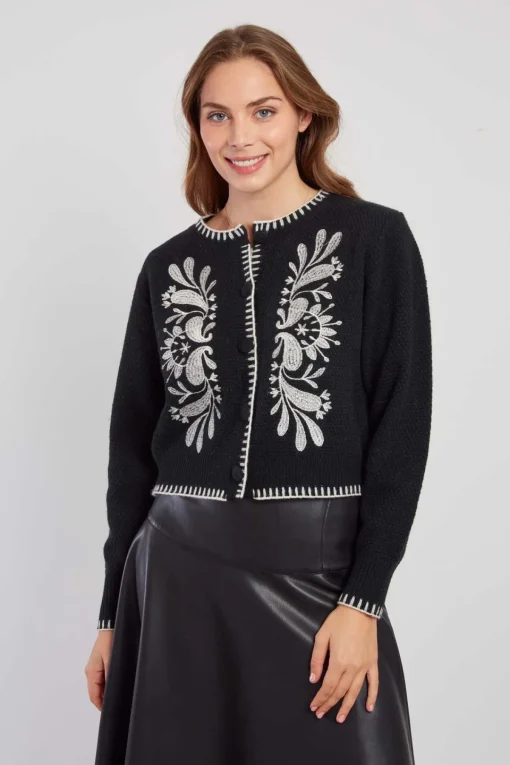 Sale Gilet en maille brodé manches longues DALILA Les Gilets, Cardigans & Pulls