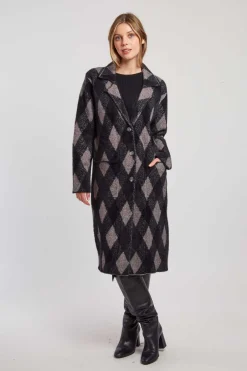 Discount Gilet long en maille jacquard DANICA Les Manteaux, Vestes & Doudounes|La Maille
