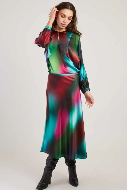 Cheap Jupe midi fluide à motif abstrait GENOISE Les Jupes & Pantalons