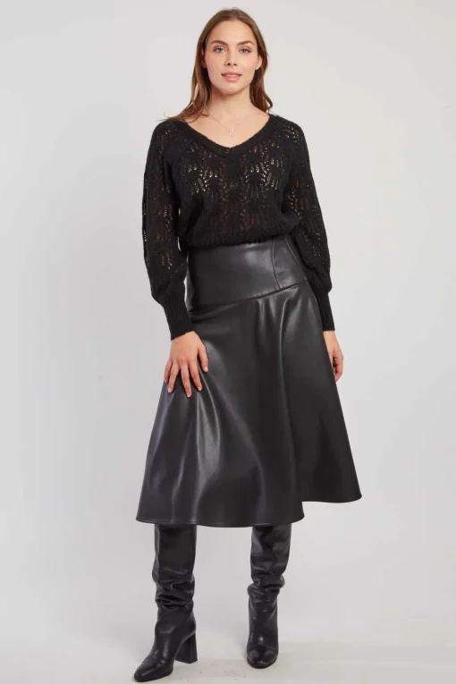 Store Jupe midi évasée en similicuir GENTIANE Les Jupes & Pantalons
