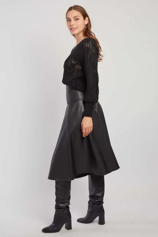 Store Jupe midi évasée en similicuir GENTIANE Les Jupes & Pantalons