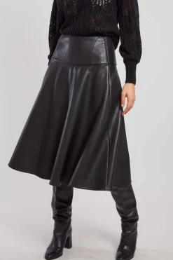 Store Jupe midi évasée en similicuir GENTIANE Les Jupes & Pantalons