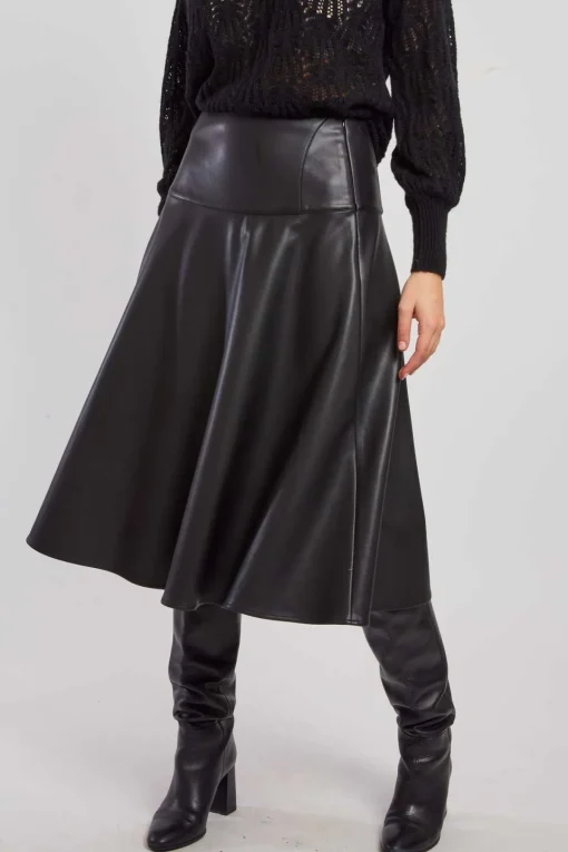 Store Jupe midi évasée en similicuir GENTIANE Les Jupes & Pantalons
