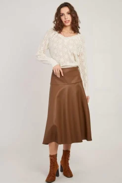 Store Jupe midi évasée en similicuir GENTIANE Les Jupes & Pantalons