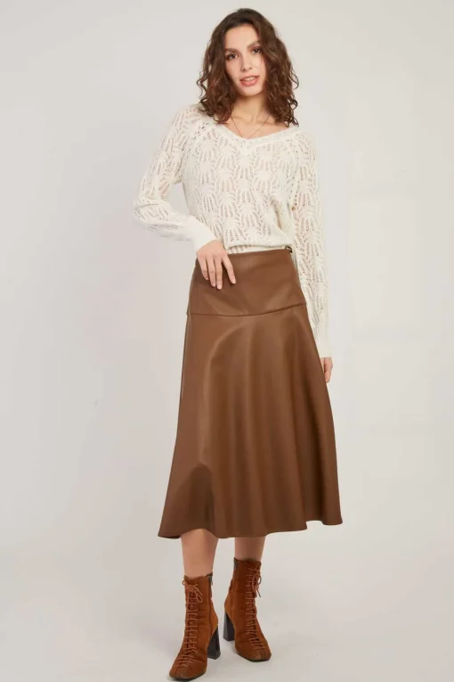 Store Jupe midi évasée en similicuir GENTIANE Les Jupes & Pantalons