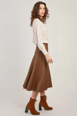 Store Jupe midi évasée en similicuir GENTIANE Les Jupes & Pantalons