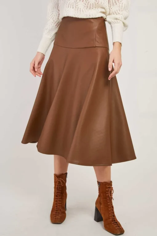 Store Jupe midi évasée en similicuir GENTIANE Les Jupes & Pantalons