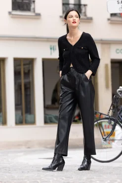 Clearance Pantalon droit en similicuir RADIEUSE Les Jupes & Pantalons