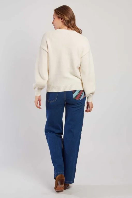 New Pull en maille fine avec fleurs brodées CALENDULA La Maille|Les Gilets, Cardigans & Pulls