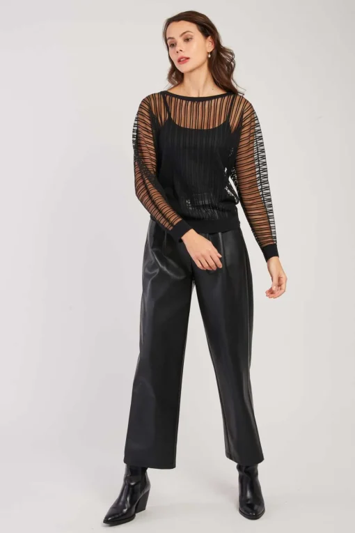 New Pull Rayé Transparent Manches Longues CARINE La Maille|Les Gilets, Cardigans & Pulls