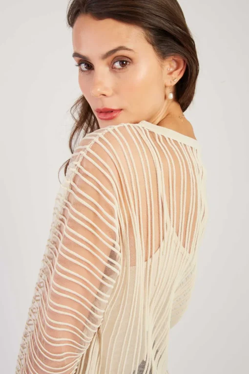 New Pull Rayé Transparent Manches Longues CARINE La Maille|Les Gilets, Cardigans & Pulls