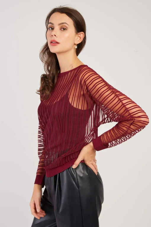 New Pull Rayé Transparent Manches Longues CARINE La Maille|Les Gilets, Cardigans & Pulls