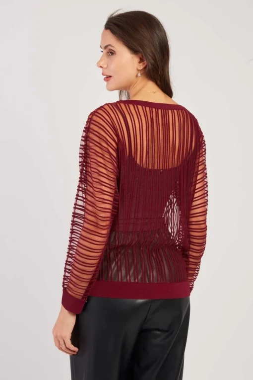 New Pull Rayé Transparent Manches Longues CARINE La Maille|Les Gilets, Cardigans & Pulls