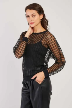 New Pull Rayé Transparent Manches Longues CARINE La Maille|Les Gilets, Cardigans & Pulls