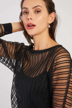 New Pull Rayé Transparent Manches Longues CARINE La Maille|Les Gilets, Cardigans & Pulls