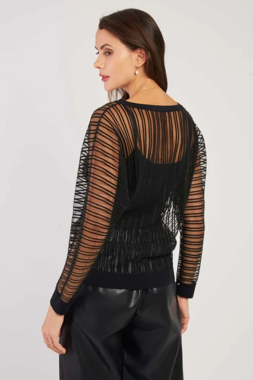New Pull Rayé Transparent Manches Longues CARINE La Maille|Les Gilets, Cardigans & Pulls