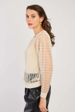 New Pull Rayé Transparent Manches Longues CARINE La Maille|Les Gilets, Cardigans & Pulls
