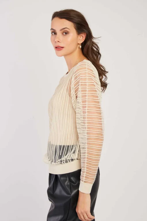 New Pull Rayé Transparent Manches Longues CARINE La Maille|Les Gilets, Cardigans & Pulls