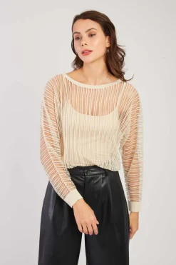 New Pull Rayé Transparent Manches Longues CARINE La Maille|Les Gilets, Cardigans & Pulls