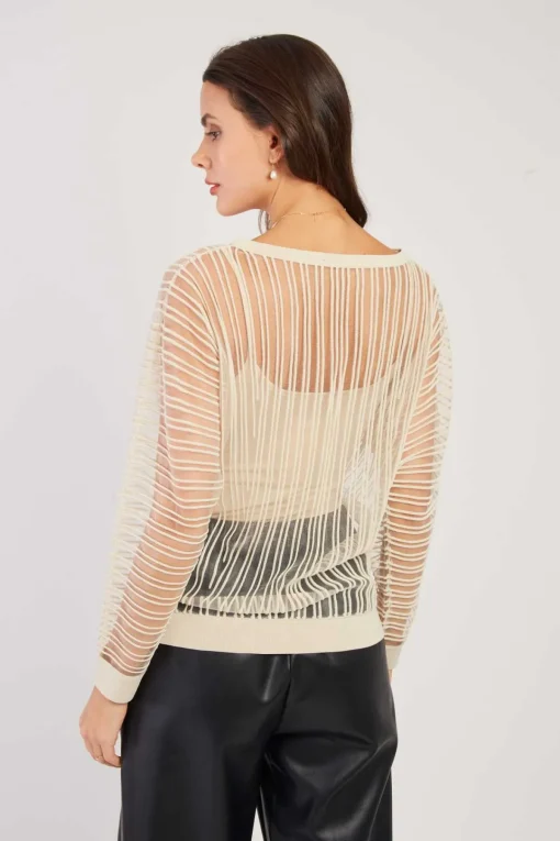 New Pull Rayé Transparent Manches Longues CARINE La Maille|Les Gilets, Cardigans & Pulls