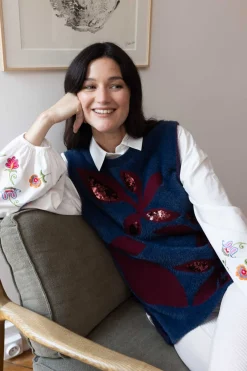 Shop Pull sans manches à paillettes CARLOTTA La Maille|Les Gilets, Cardigans & Pulls