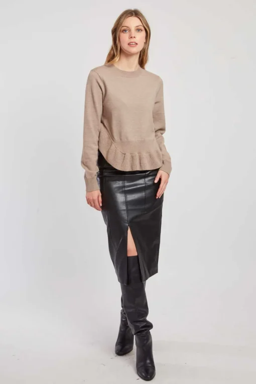 Store Pull uni en maille asymétrique CARLINE La Maille|Les Gilets, Cardigans & Pulls