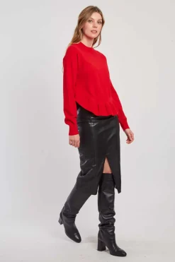 Store Pull uni en maille asymétrique CARLINE La Maille|Les Gilets, Cardigans & Pulls