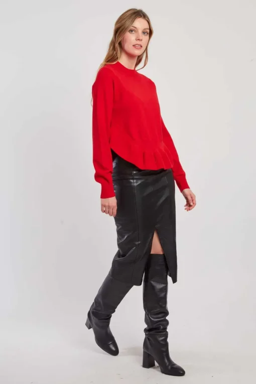 Store Pull uni en maille asymétrique CARLINE La Maille|Les Gilets, Cardigans & Pulls