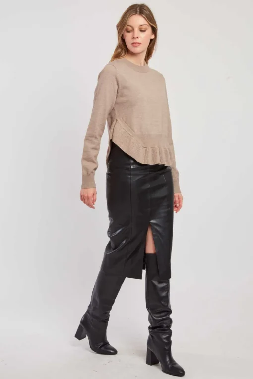 Store Pull uni en maille asymétrique CARLINE La Maille|Les Gilets, Cardigans & Pulls