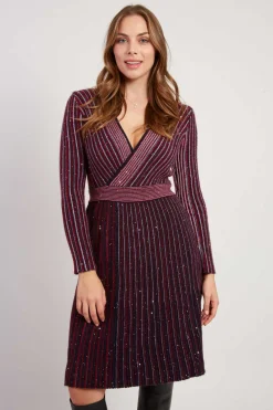 Flash Sale Robe courte col V manches longues en maille JENNY La Maille|Robes Courtes