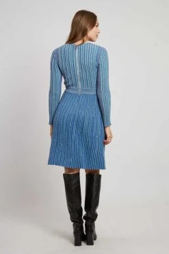 Flash Sale Robe courte col V manches longues en maille JENNY La Maille|Robes Courtes