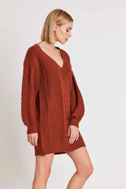 Clearance Robe courte en maille ORANGE La Maille|Robes Courtes