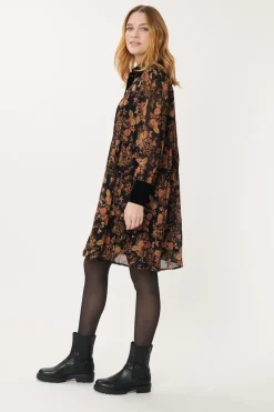 Cheap Robe courte imprimée et velours ALICIA Robes Courtes