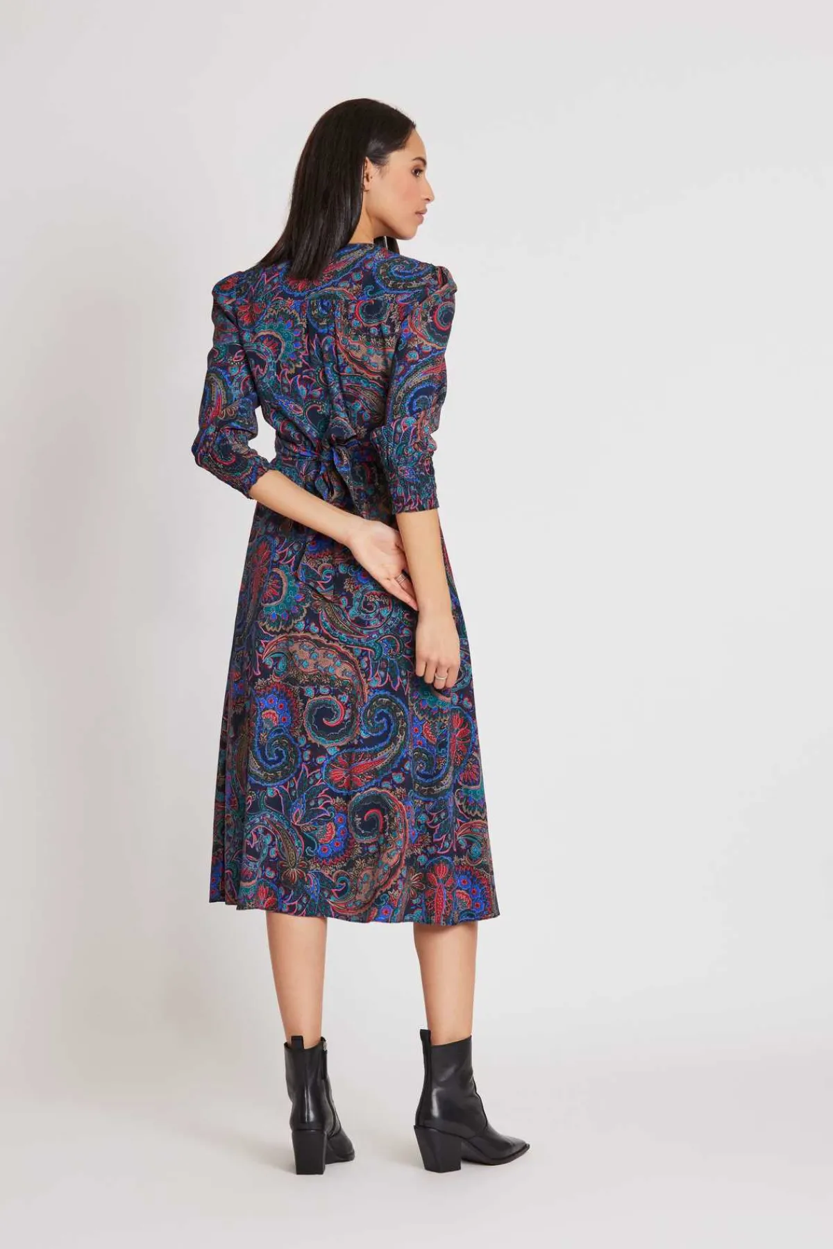 Flash Sale Robe midi col V en crêpe viscose imprimé SCULPTURE Robes Imprimées|Robes Longues