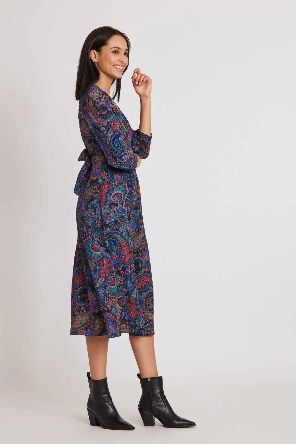 Flash Sale Robe midi col V en crêpe viscose imprimé SCULPTURE Robes Imprimées|Robes Longues