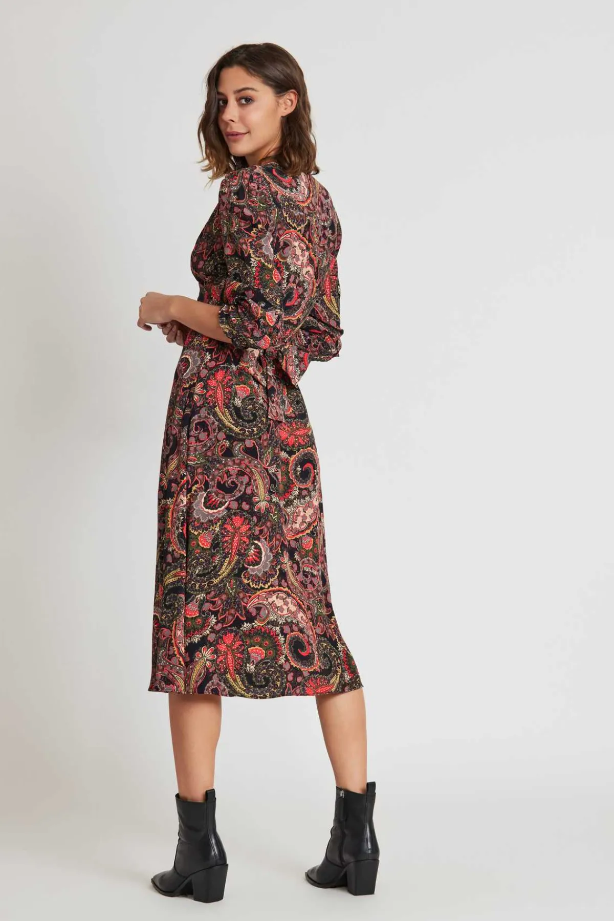 Flash Sale Robe midi col V en crêpe viscose imprimé SCULPTURE Robes Imprimées|Robes Longues