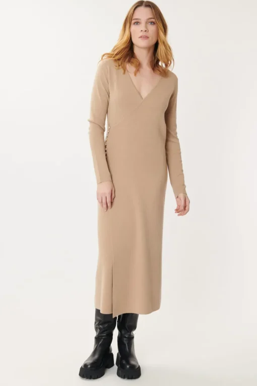 Clearance Robe mi-longue en maille unie GAVINA La Maille|Robes Longues