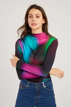Store T-shirt coloré manches longues à motifs abstraits WALLYS Les Blouses, Chemisiers & Tops