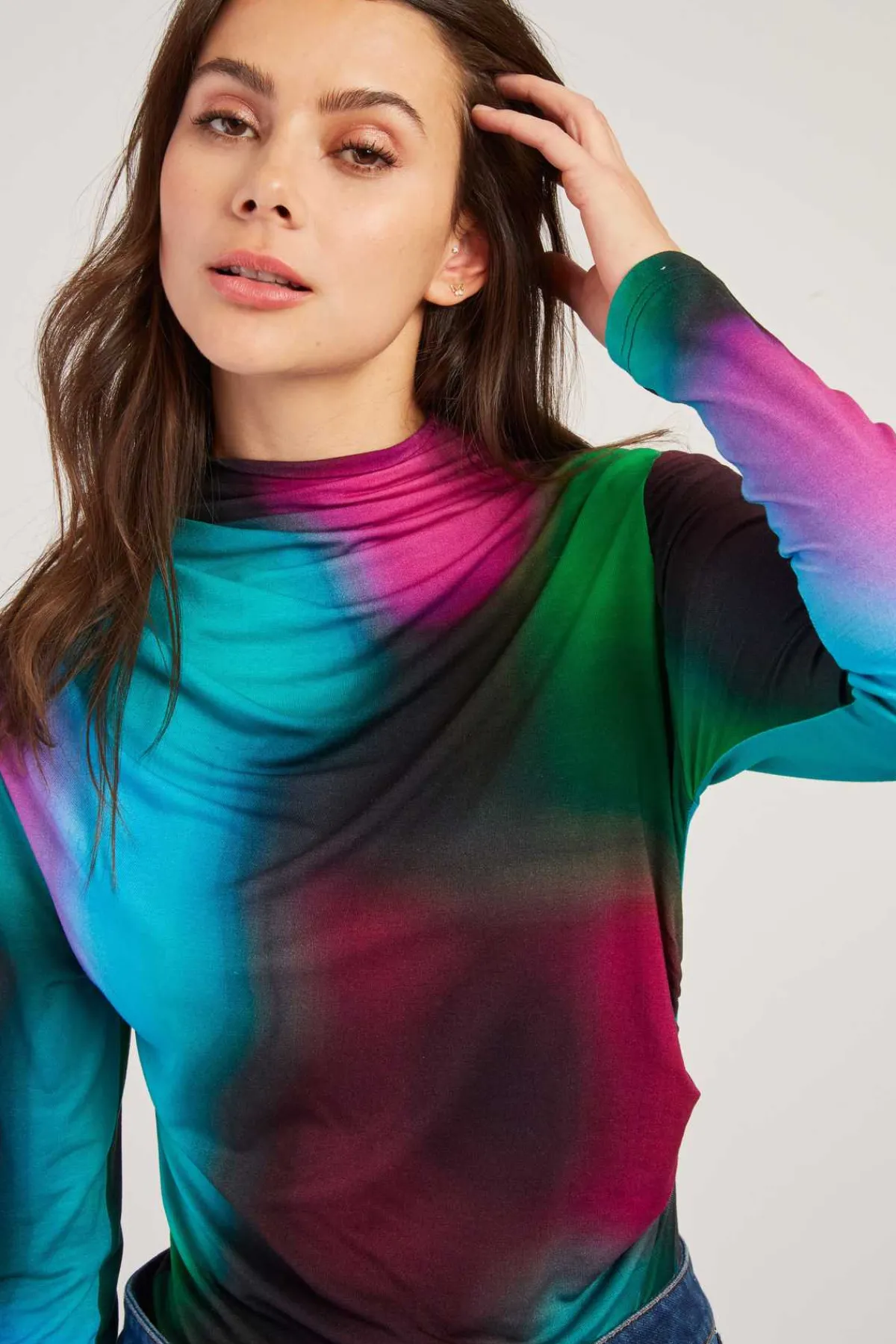 Store T-shirt coloré manches longues à motifs abstraits WALLYS Les Blouses, Chemisiers & Tops