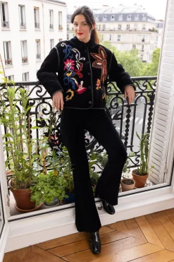 Clearance Veste matelassée avec broderies en velours LORAINE Les Manteaux, Vestes & Doudounes